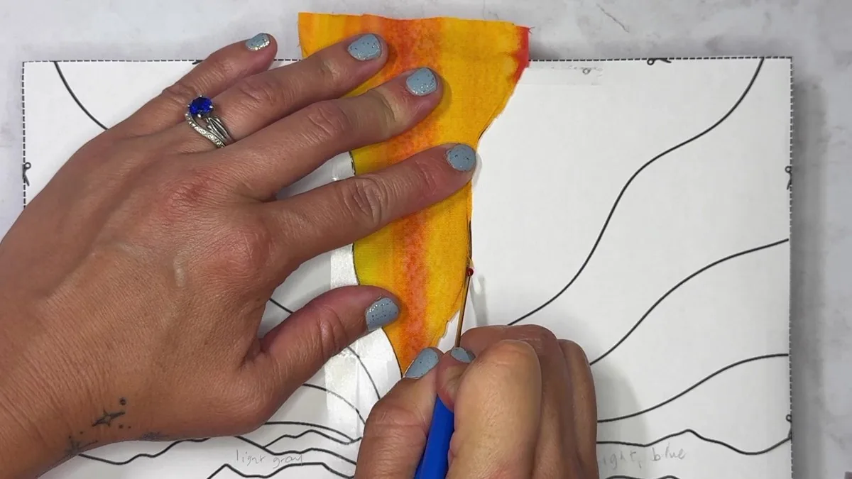 Module 4: tucking a golden batik sky ray into the carved board
